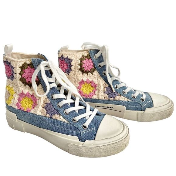 NEW Ash Goa Crochet Mid-Top Floral Sneakers in Size EU 37 / UK 4 / US 7 - Picture 6 of 15